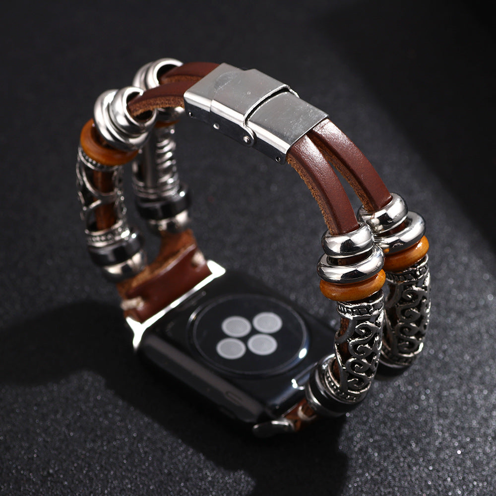 Stylish and Durable Genuine Leather Apple Watch Band for Men