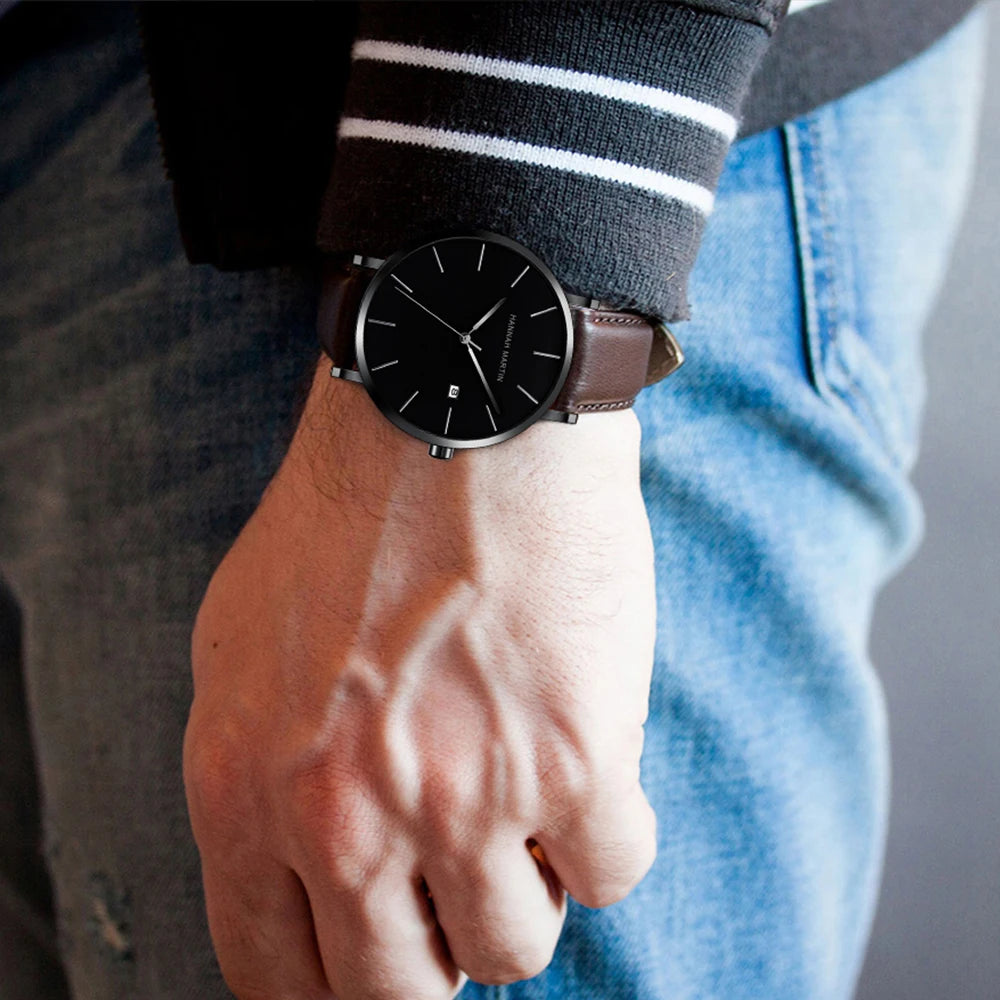 Stylish Men's Casual Leather Wristwatch - Minimalist Elegance for Every Occasion - Lvoris