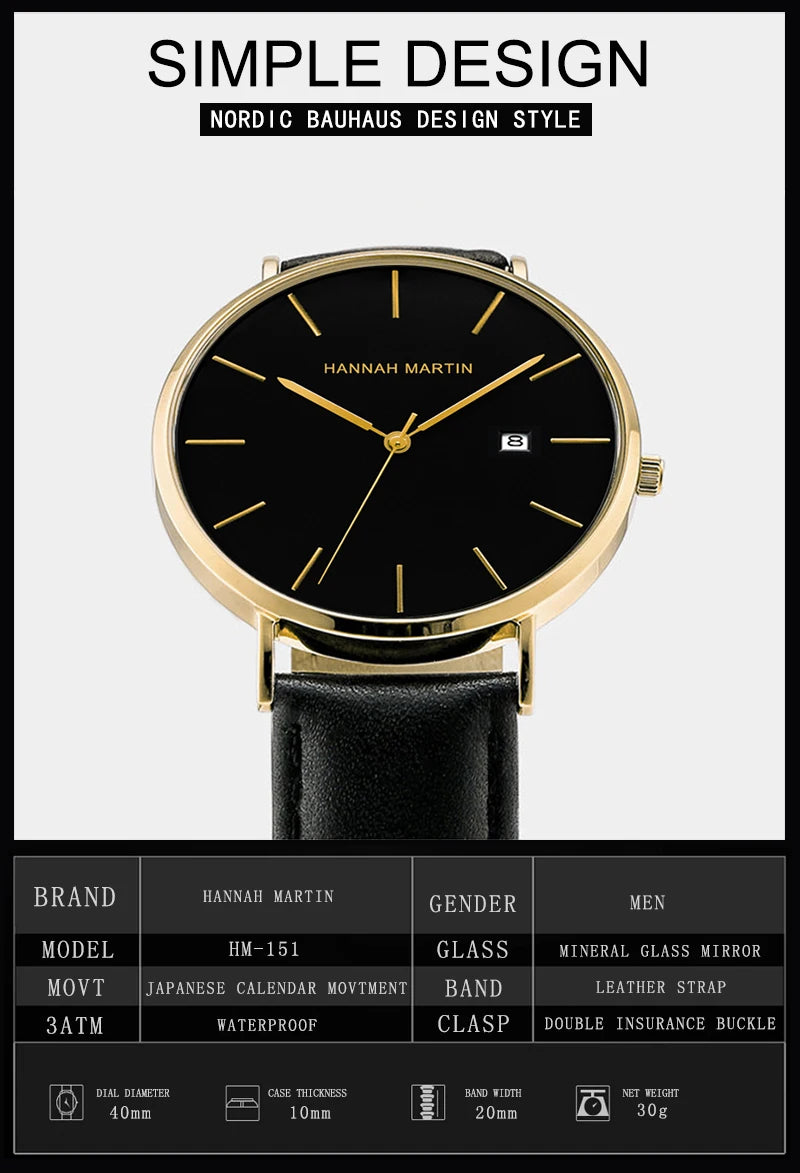 Stylish Men's Casual Leather Wristwatch - Minimalist Elegance for Every Occasion - Lvoris