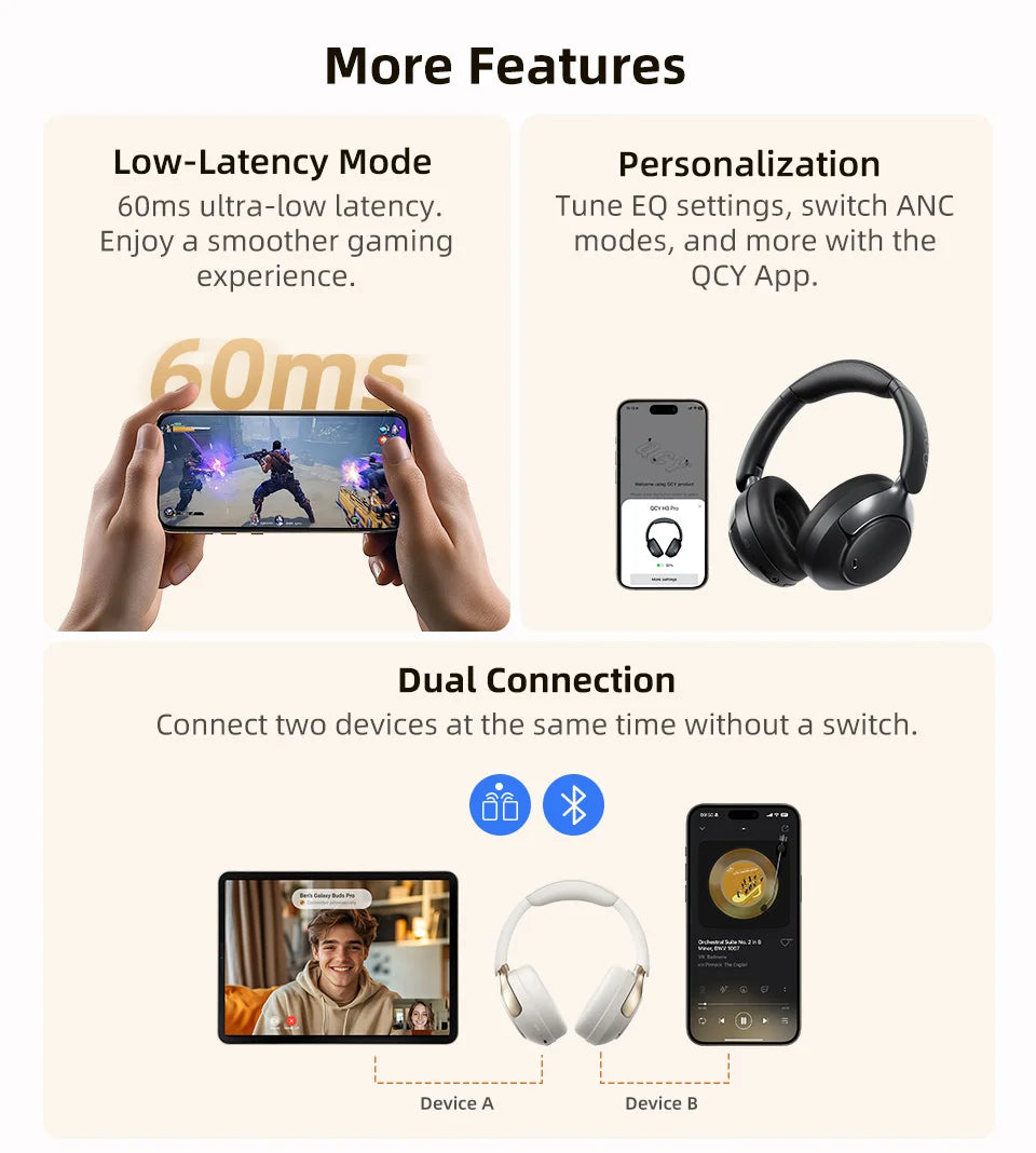Experience Unmatched Sound Quality with QCY H3 PRO ANC Wireless Headphones