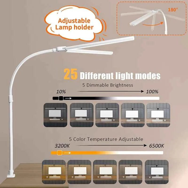 Transform Your Workspace with the LAOPAO Double Head LED Desk Lamp - Lvoris