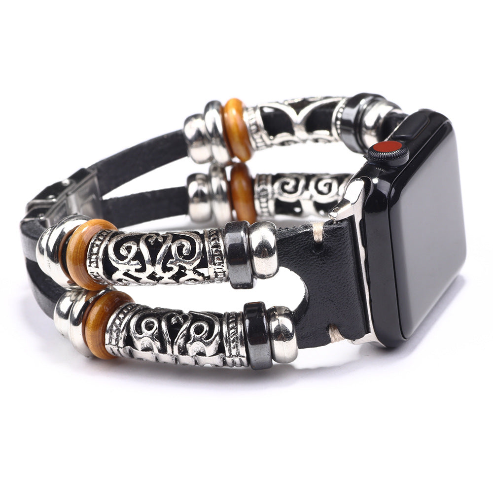 Stylish and Durable Genuine Leather Apple Watch Band for Men