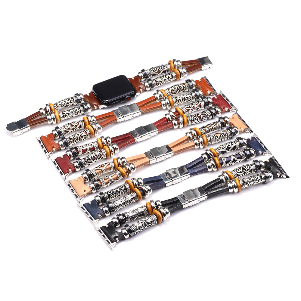 Stylish and Durable Genuine Leather Apple Watch Band for Men