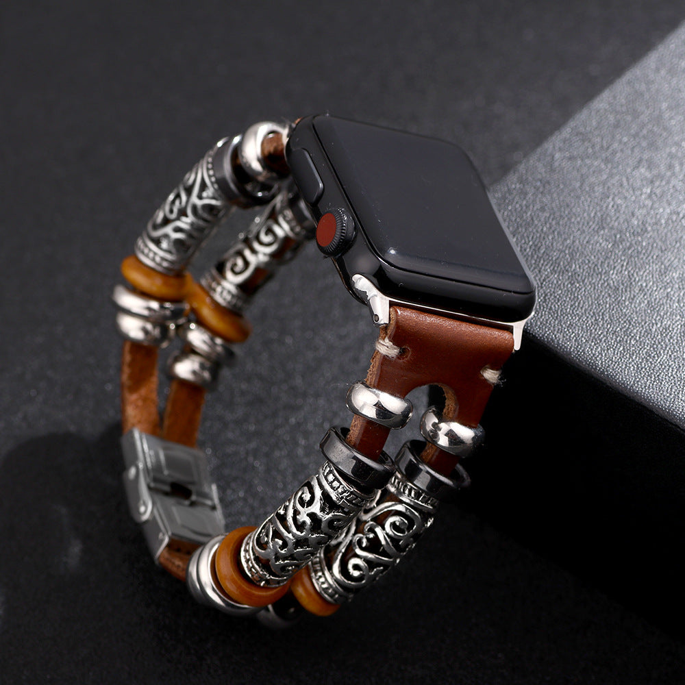 Stylish and Durable Genuine Leather Apple Watch Band for Men