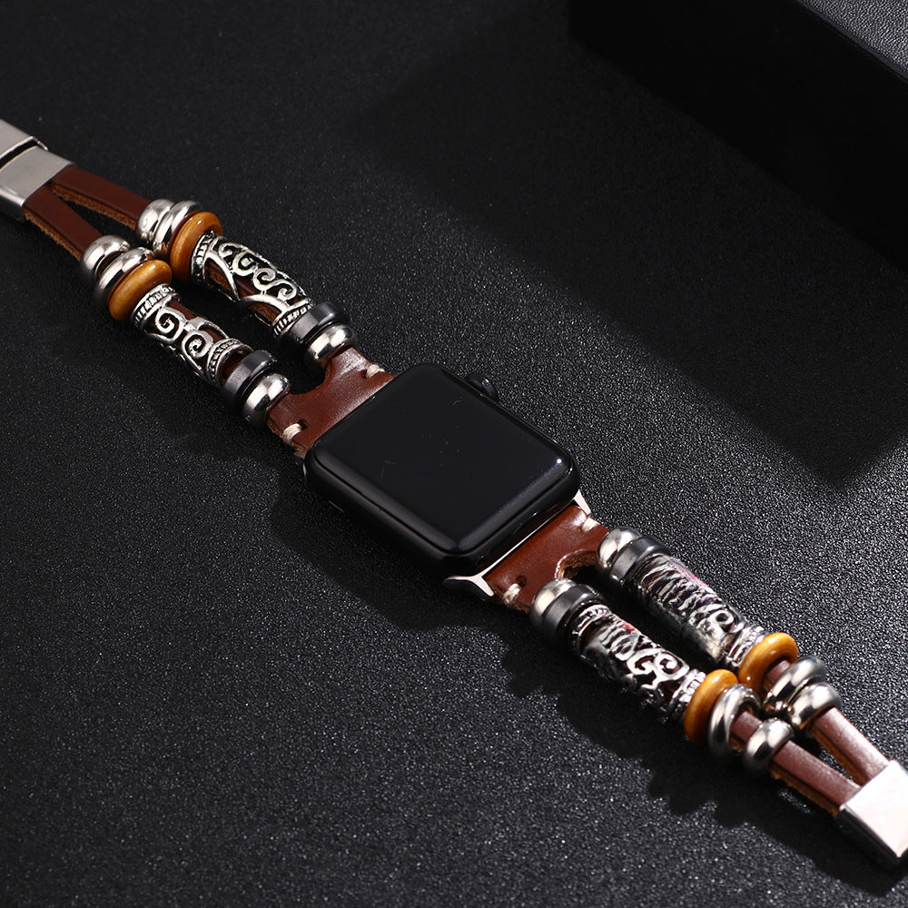 Stylish and Durable Genuine Leather Apple Watch Band for Men