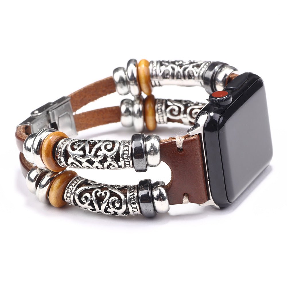 Stylish and Durable Genuine Leather Apple Watch Band for Men