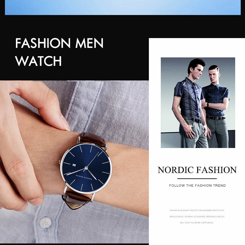 Stylish Men's Casual Leather Wristwatch - Minimalist Elegance for Every Occasion - Lvoris