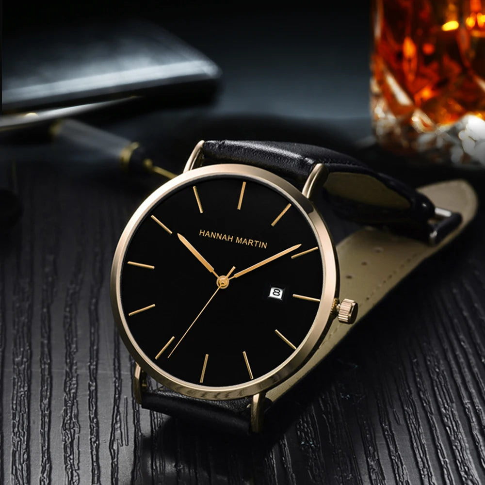 Stylish Men's Casual Leather Wristwatch - Minimalist Elegance for Every Occasion - Lvoris