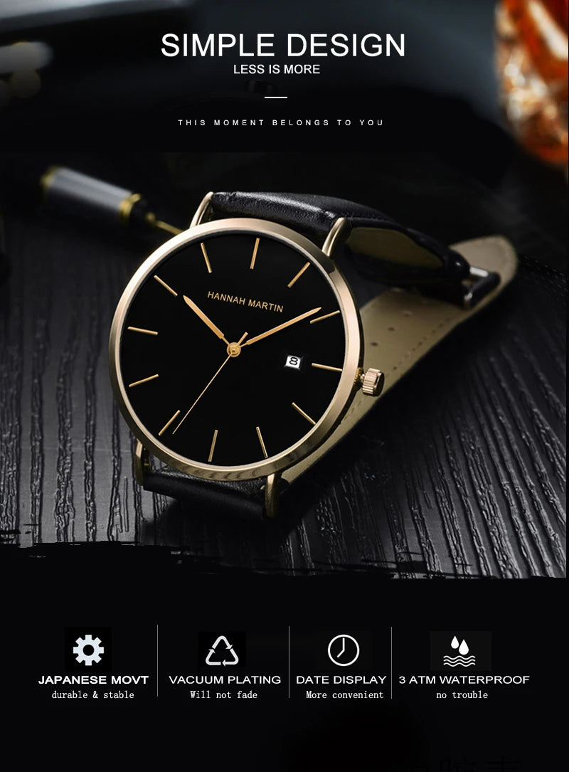 Stylish Men's Casual Leather Wristwatch - Minimalist Elegance for Every Occasion - Lvoris