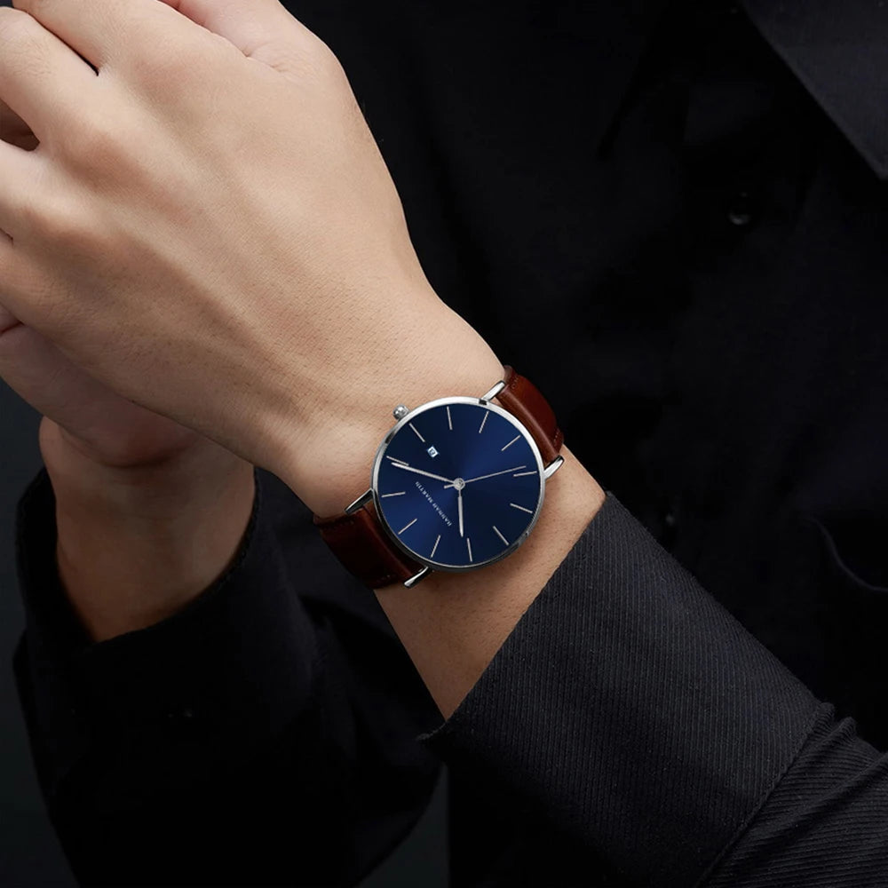 Stylish Men's Casual Leather Wristwatch - Minimalist Elegance for Every Occasion - Lvoris