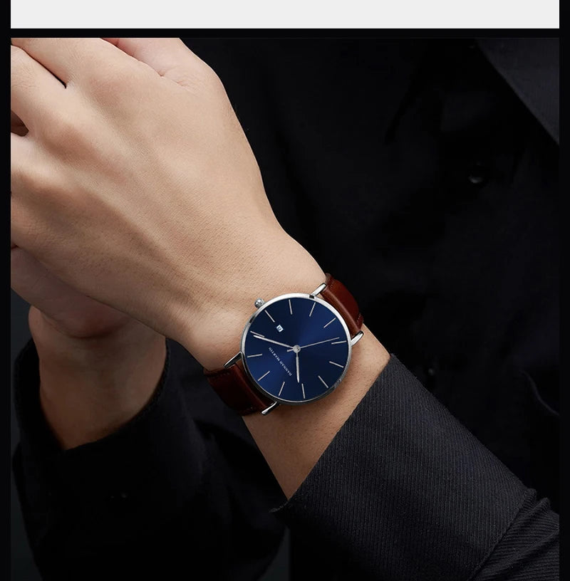 Stylish Men's Casual Leather Wristwatch - Minimalist Elegance for Every Occasion - Lvoris