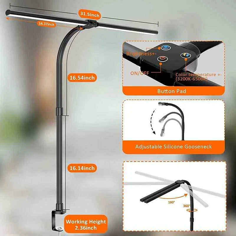Transform Your Workspace with the LAOPAO Double Head LED Desk Lamp - Lvoris