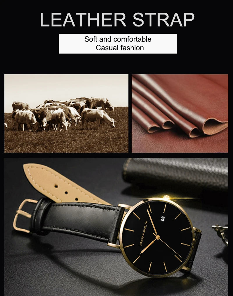Stylish Men's Casual Leather Wristwatch - Minimalist Elegance for Every Occasion - Lvoris