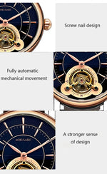 AOKULASIC Men New Mechanical Watch Tourbillon Wristwatch Waterproof Sport Automatic Watches Man Business Clock Relogio Masculino