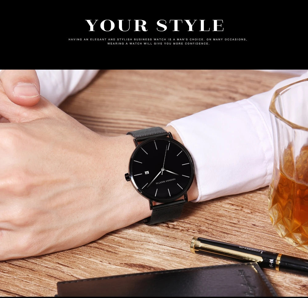 Stylish Men's Casual Leather Wristwatch - Minimalist Elegance for Every Occasion - Lvoris