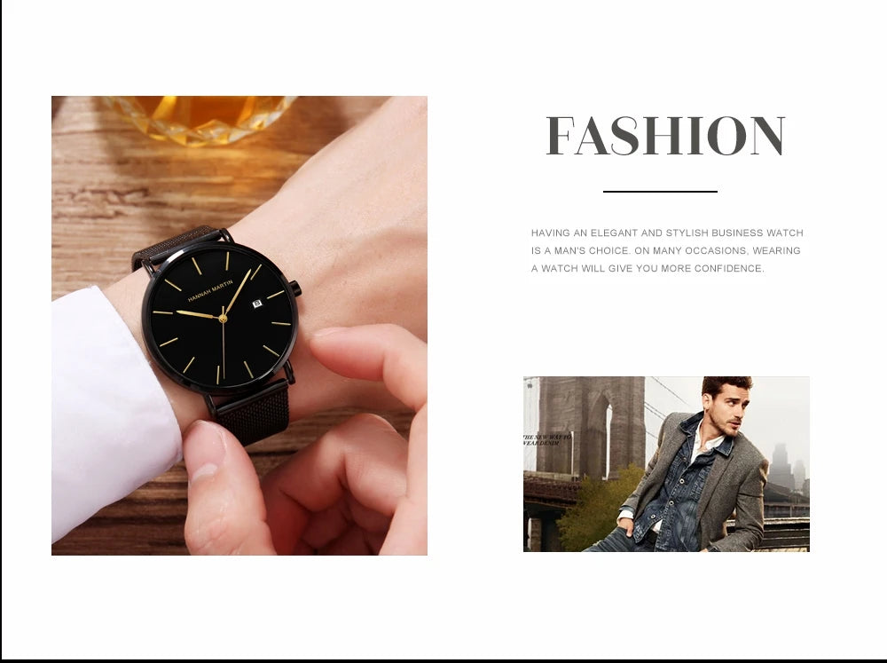 Stylish Men's Casual Leather Wristwatch - Minimalist Elegance for Every Occasion - Lvoris