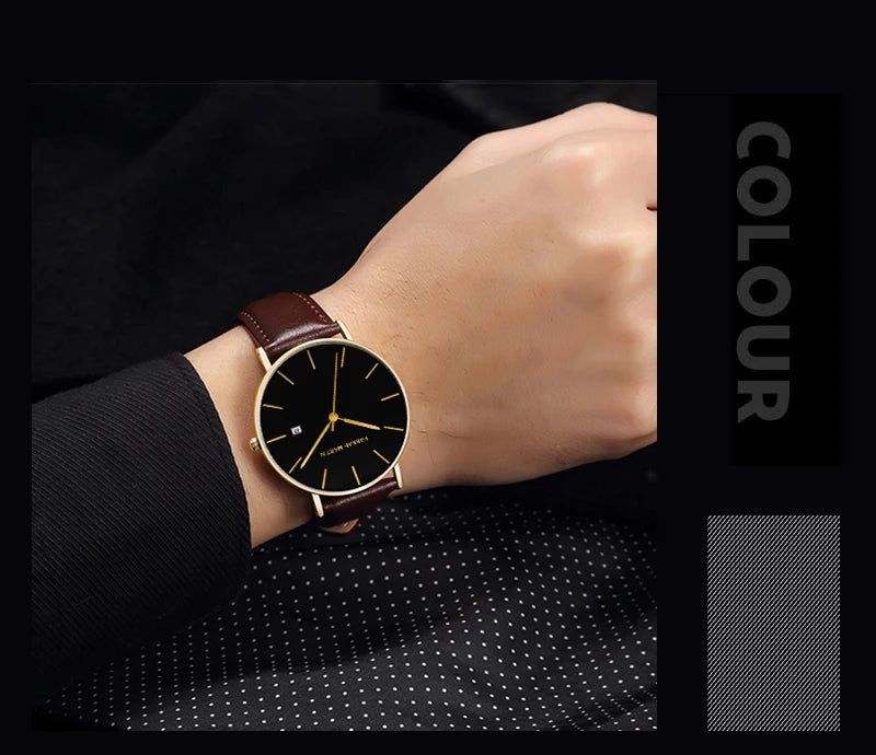 Stylish Men's Casual Leather Wristwatch - Minimalist Elegance for Every Occasion - Lvoris