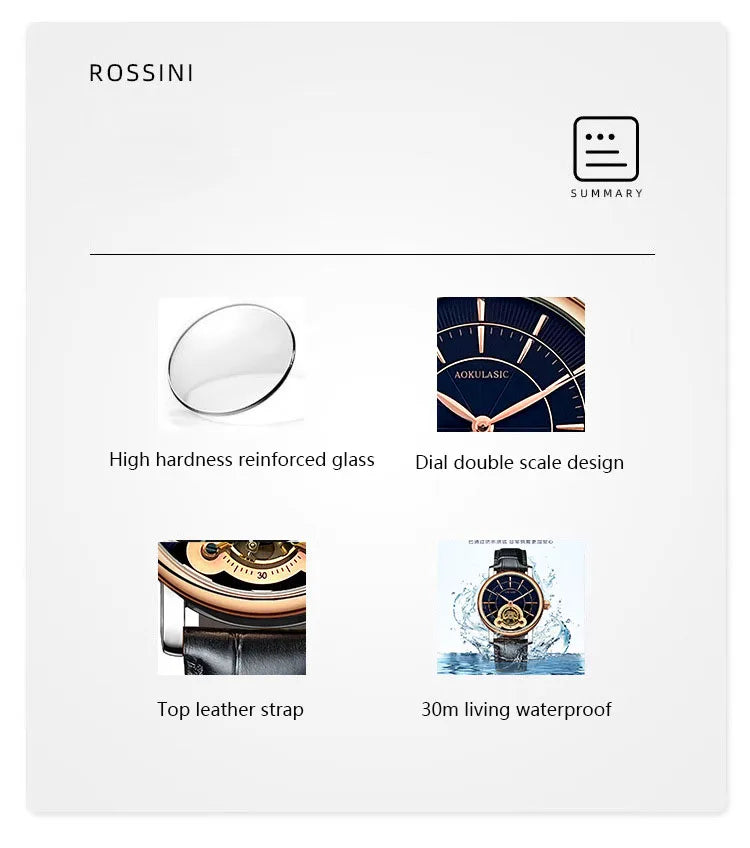 AOKULASIC Men New Mechanical Watch Tourbillon Wristwatch Waterproof Sport Automatic Watches Man Business Clock Relogio Masculino