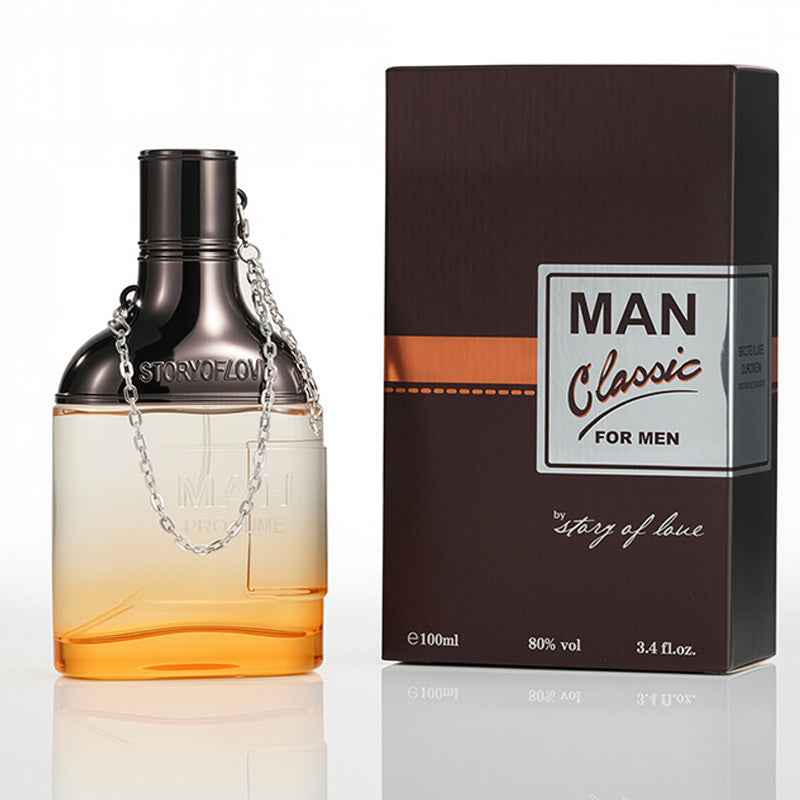 Long Lasting Men’s Eau De Cologne | Chained Amber Wood Perfume, 3.4 FL.OZ - Perfect Gift for Him - Lvoris